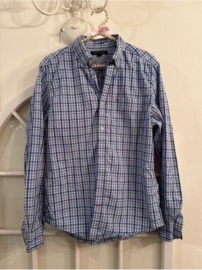 Tommy Hilfiger Casual Blue Plaid 100 percent cotton Button-Down Shirt - Men